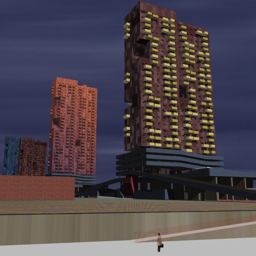 Opat Architects Brick Tower South Yarra Station Competition perspective render study